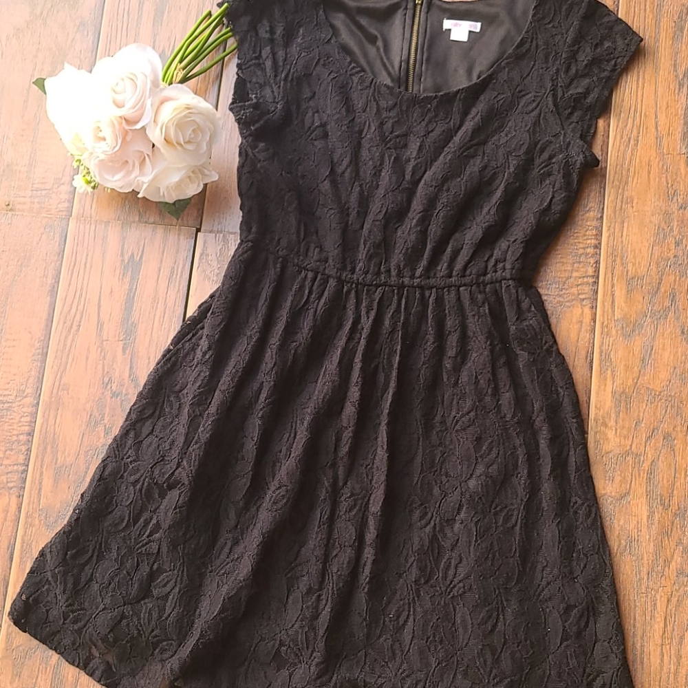 Xhilaration Black Lace Medium Dress